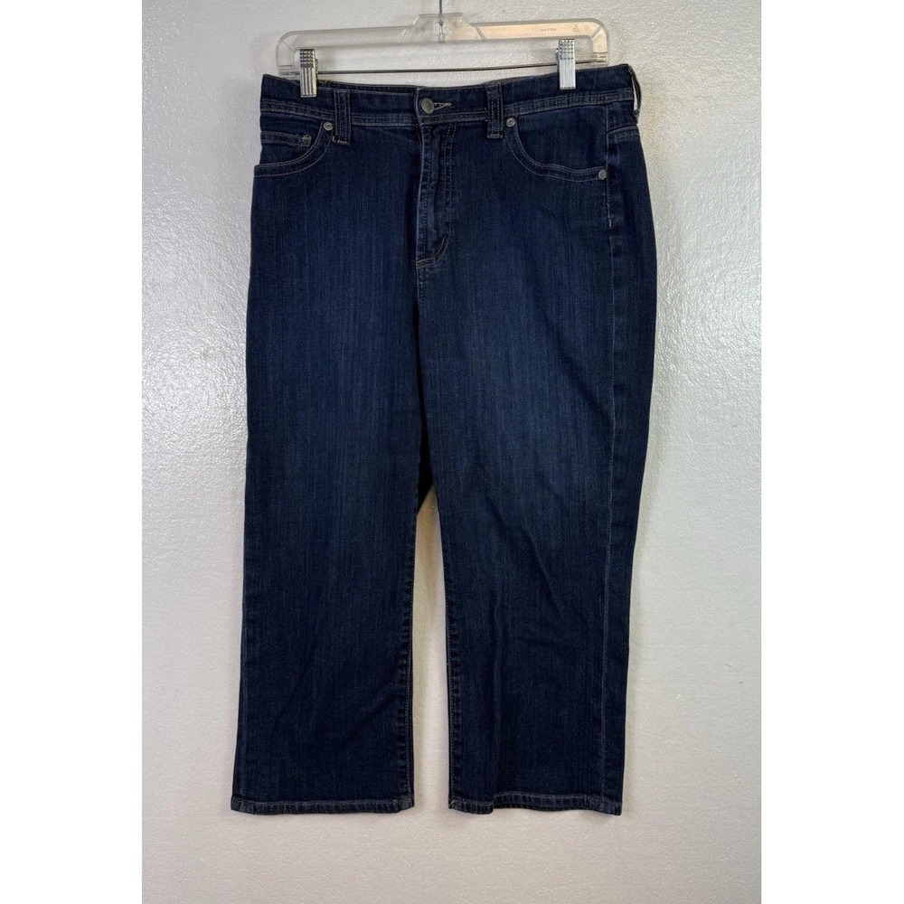 Chico's Capri Jeans Womens 1 Regular Blue Denim Straight Mid Rise Stretch